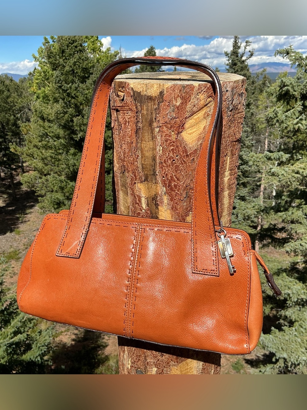 Vintage Fossil ZB9015 Cognac Leather Satchel- Like New Condition - Picture 6 of 16